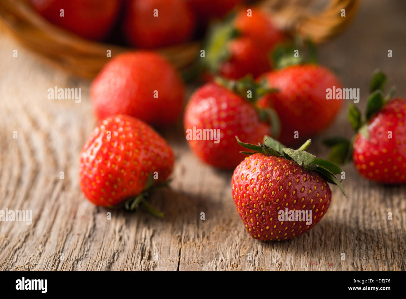 Strawberry  on the wooden table Stock Photo