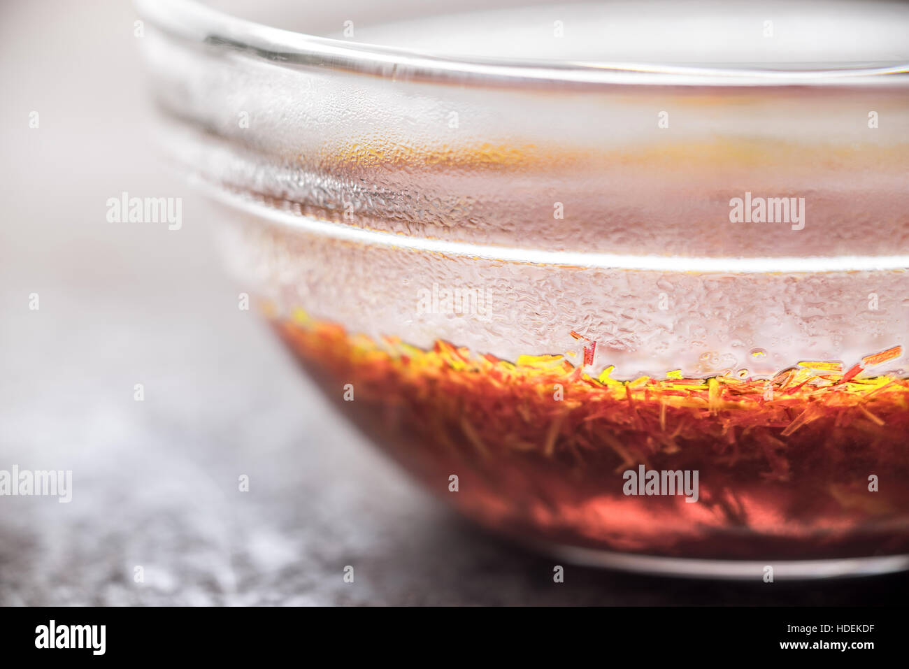 Saffron in the glass bowl horizontal Stock Photo