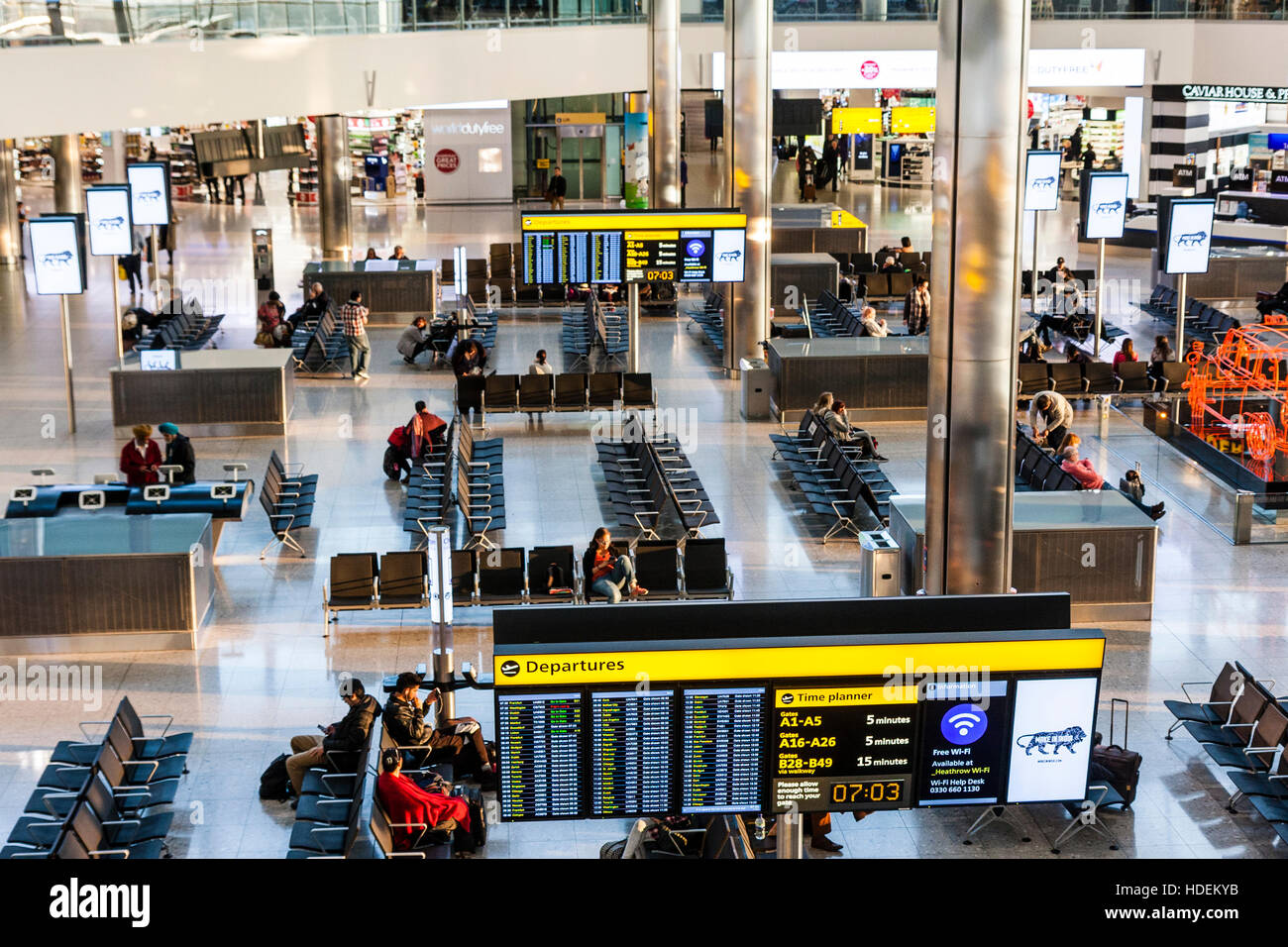 London Heathrow Airport Terminal 2 Interior Overhead View Stock