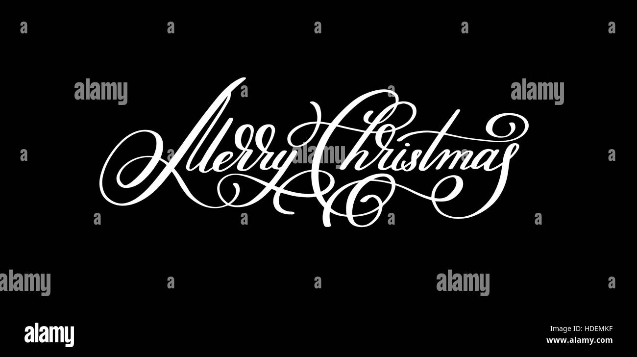 black and white hand lettering inscription Merry Christmas Stock Vector ...