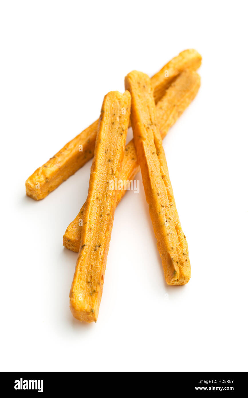 Crispy bread sticks isolated on white background Stock Photo Alamy