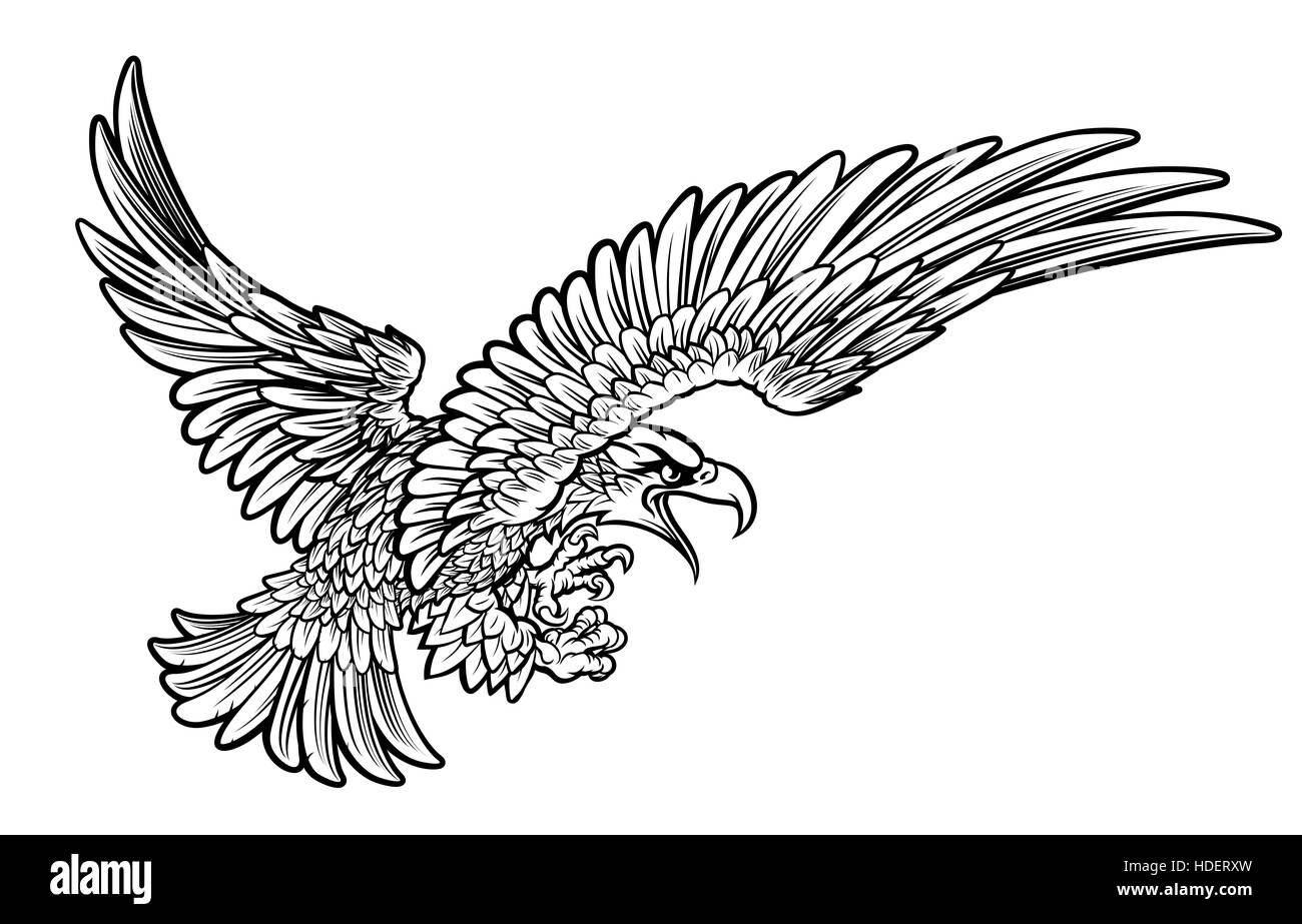 A bald or American eagle swooping from the side with claws or talons outstretched Stock Photo