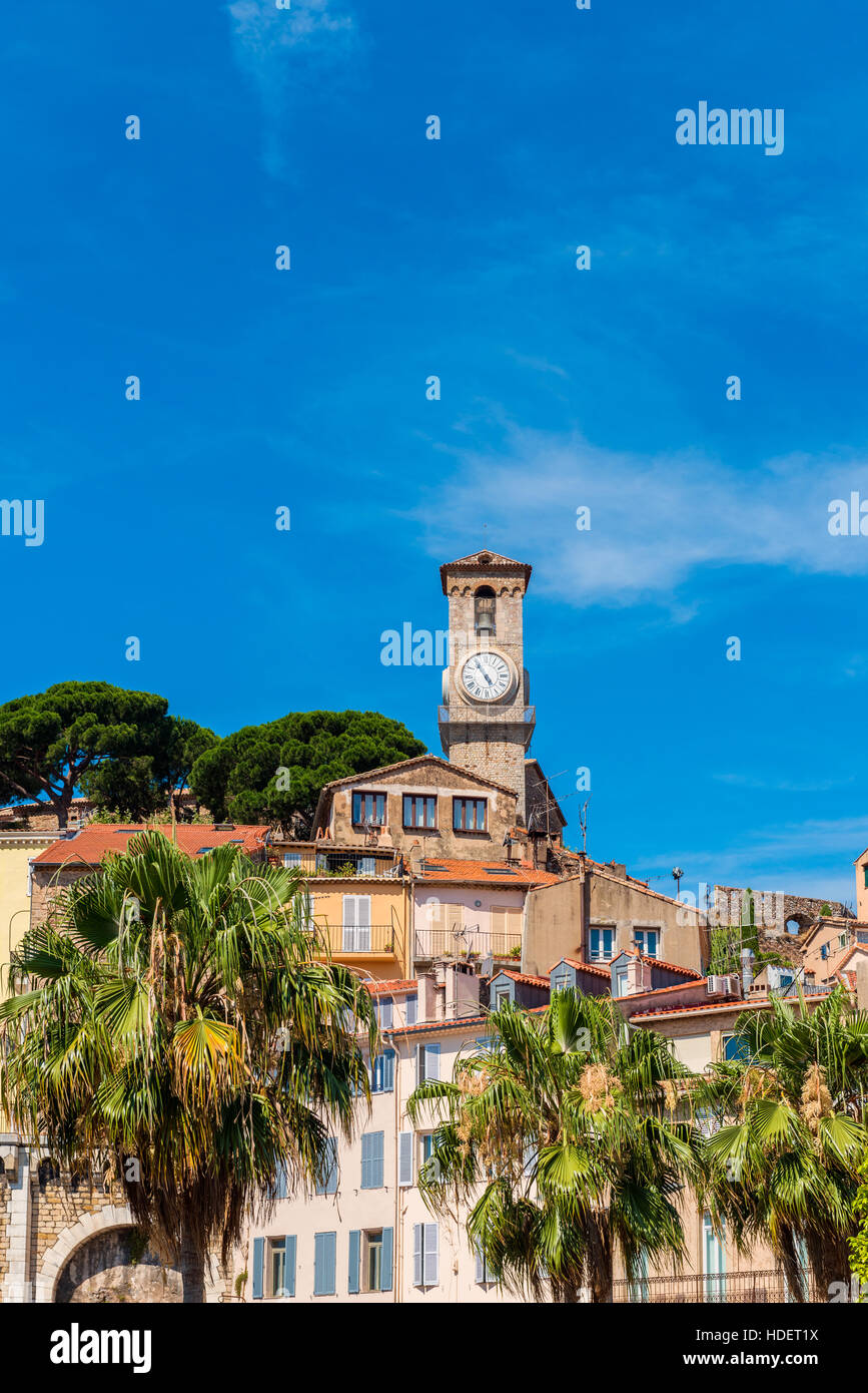 Clock Tower in Cannes France Stock Photo