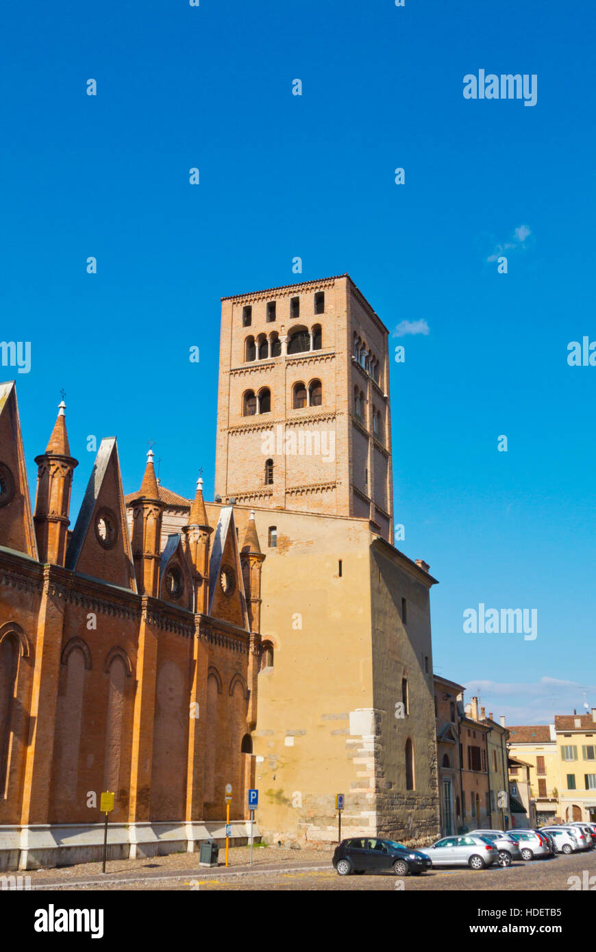 Campanil, bell tower, Duomo, cathedral church, Piazza Sordello, Mantua, Lombardy, Italy Stock Photo