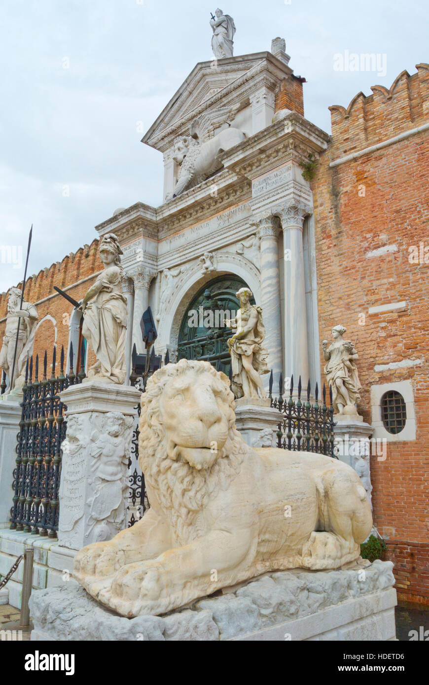 Lion of Piraeus, outside Arsenale di Venezia, the Arsenal, a shipyard, Castello, Venice, Veneto, Italy Stock Photo