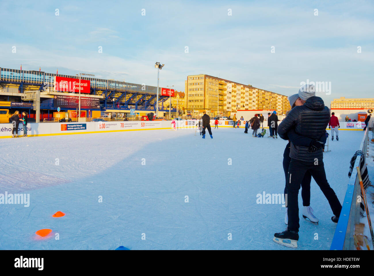 Ice skating rink, Letenska plan, Letna plain, Bubenec, Prague, Czech Republic Stock Photo