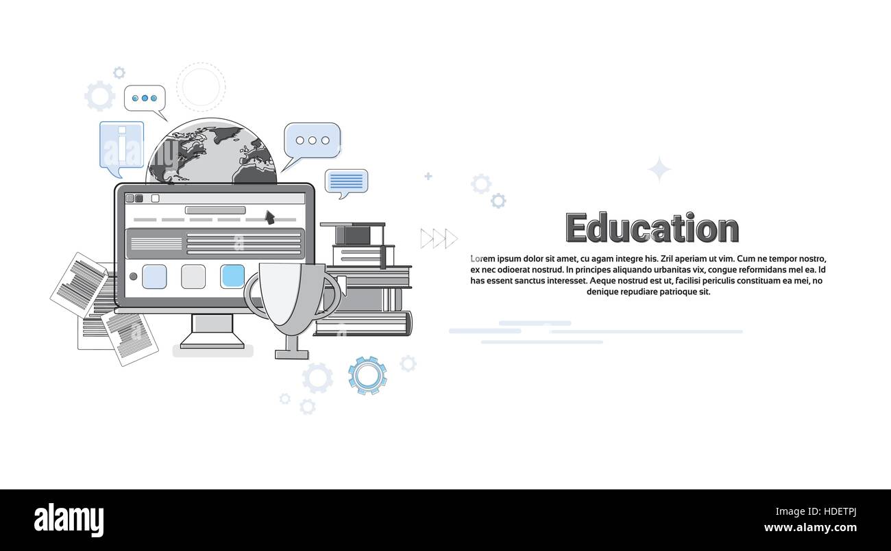 Education Online Learning Web Banner Vector Illustration Stock Vector ...