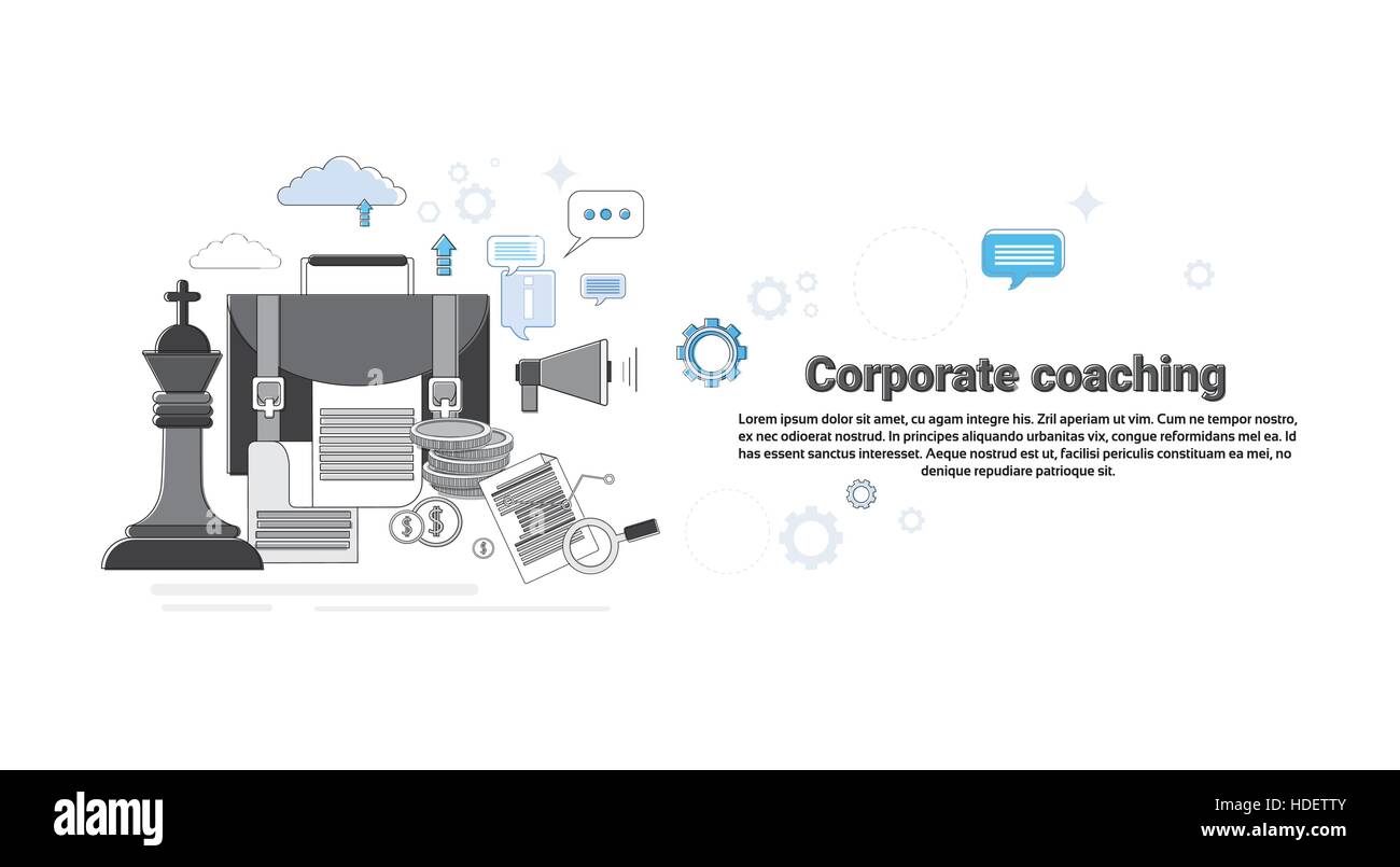 Corporate Coaching Management Business Web Banner Vector