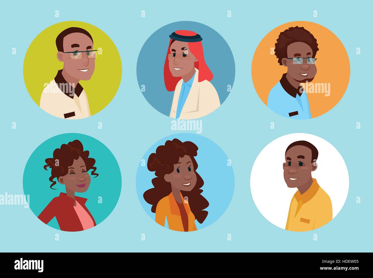 Ethnic Business People Group Icon Set Mix Race Businesspeople Team Flat ...