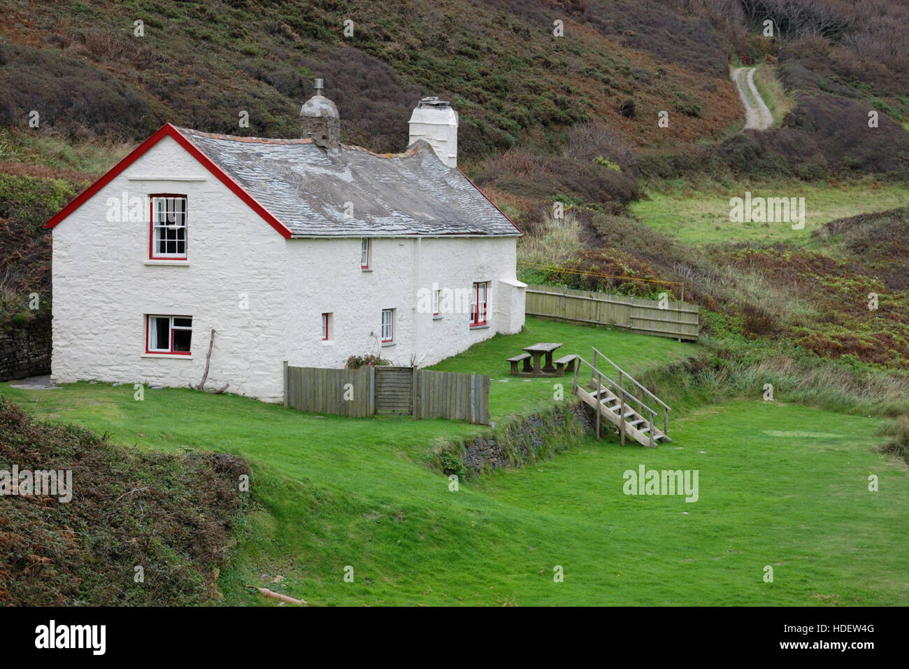 Blackpool Mill Cottage a holiday cottage owned by the Hartland Abbey Estate featured in the 2016 BBC series 'The Night Manager' Stock Photo