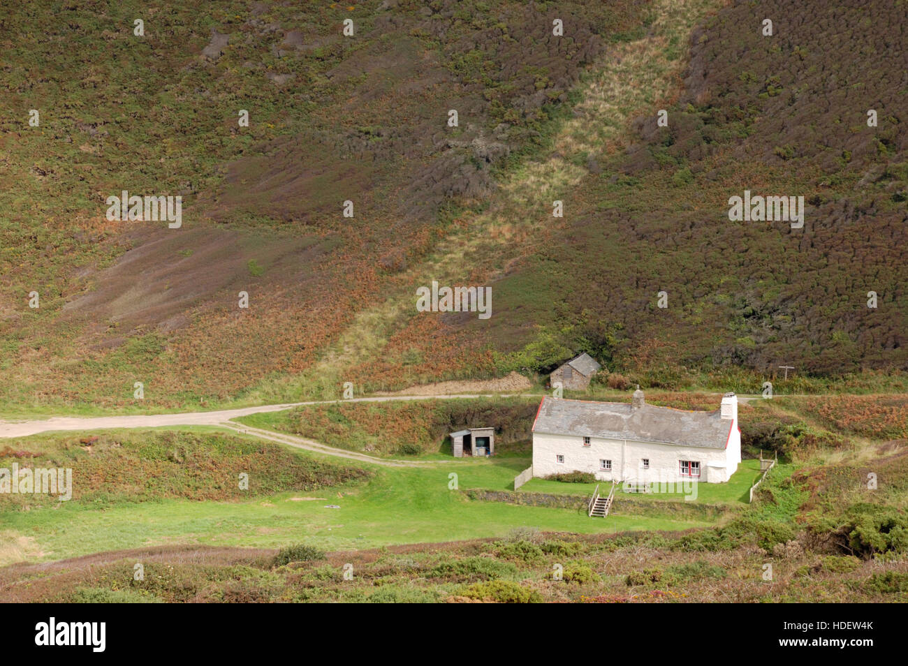 Blackpool Mill Cottage set in a deep sided valley near Hartland Quay featured in the 2016 BBC series 'The Night Manager'. Stock Photo