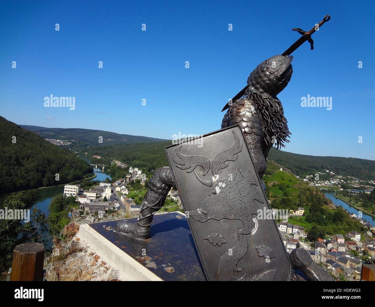 Dardennor, sculpture in the hilltops of Bogny-sur-Meuse, France. Rocher de l'Hermitage. Stock Photo