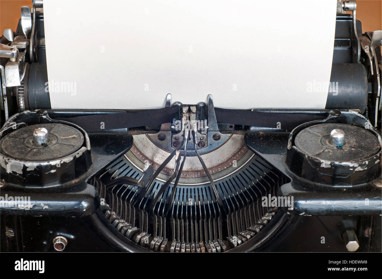Old typewriter and blank sheet of paper for your text Stock Photo