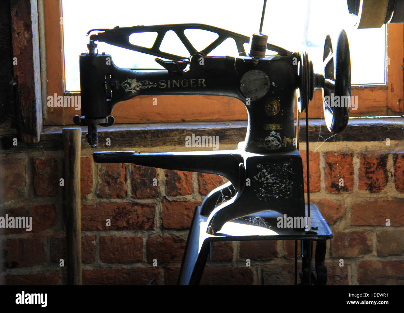 Vintage Industrial Singer Sewing Machine, at Ragnar Forge, Eden, Utah, USA Stock Photo