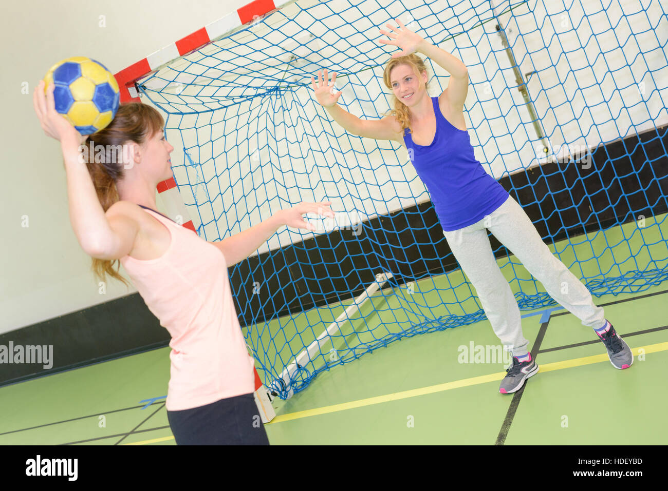 women playing handball Stock Photo