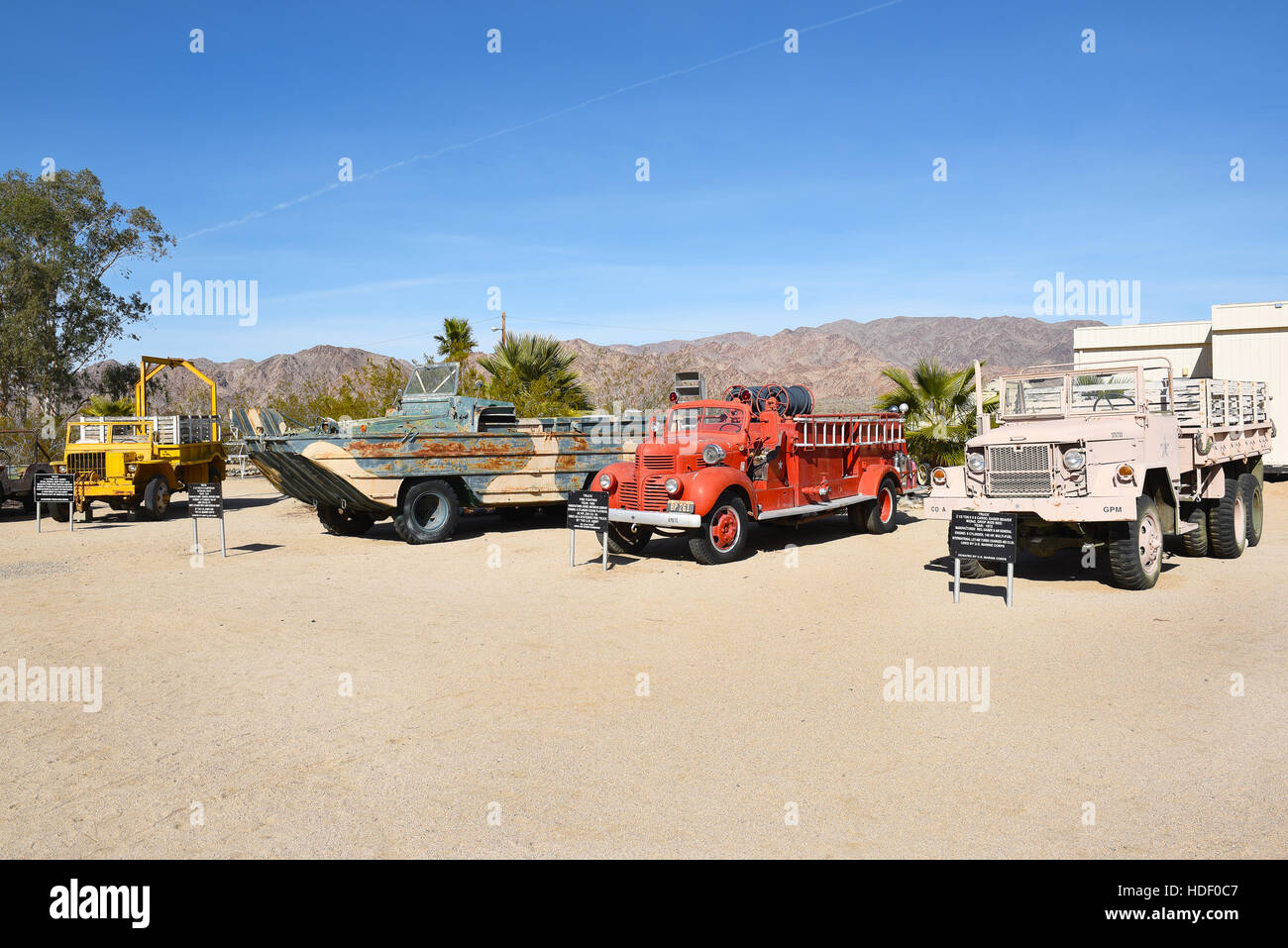 CHIRIACO SUMMIT, CA - DECEMBER 10, 2016: Military Vehicles on display at the General Patton Memorial Museum, near the site of the WWII Desert Training Stock Photo