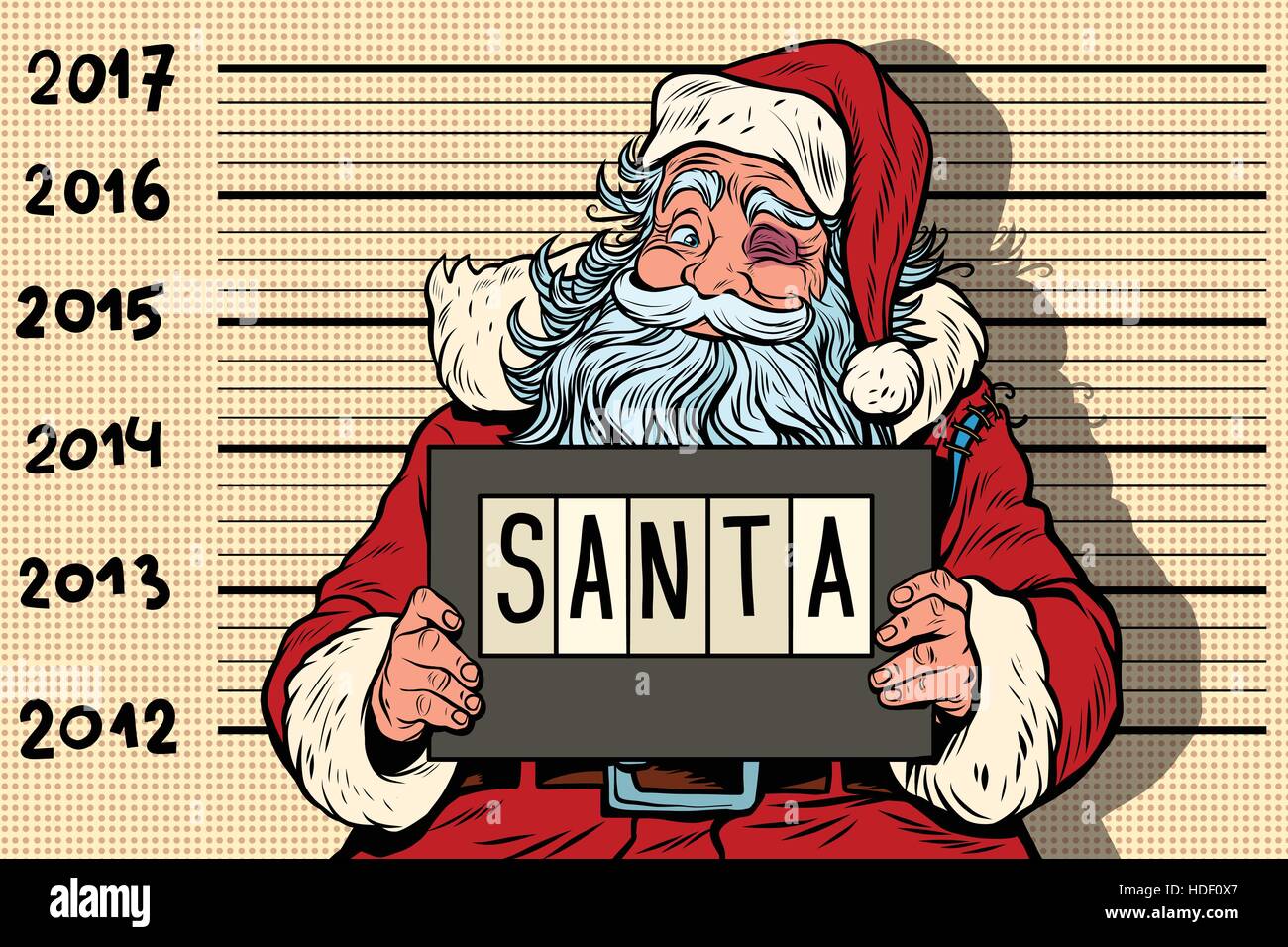 Criminal Santa Claus arrested, 2017 New year Stock Vector