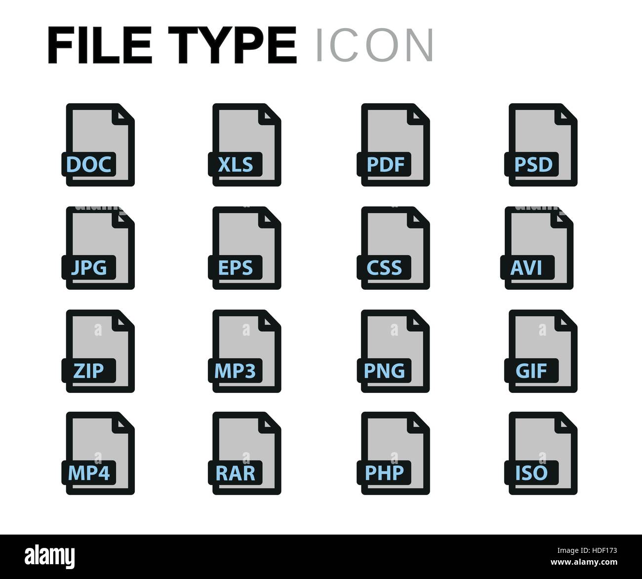 Vector flat file type icons set Stock Vector Image & Art Alamy