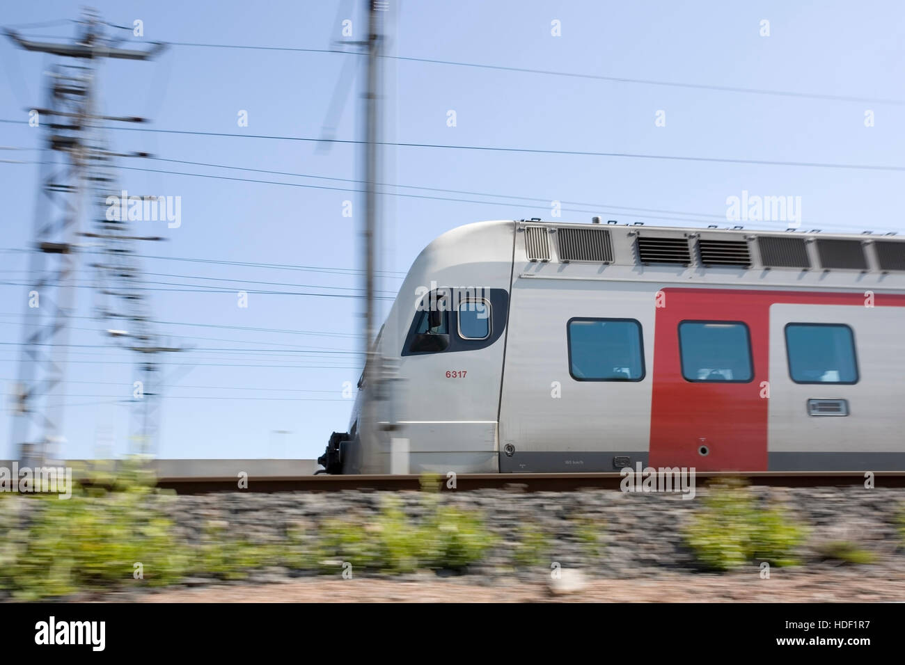 moving train, Helsinki Finland Stock Photo
