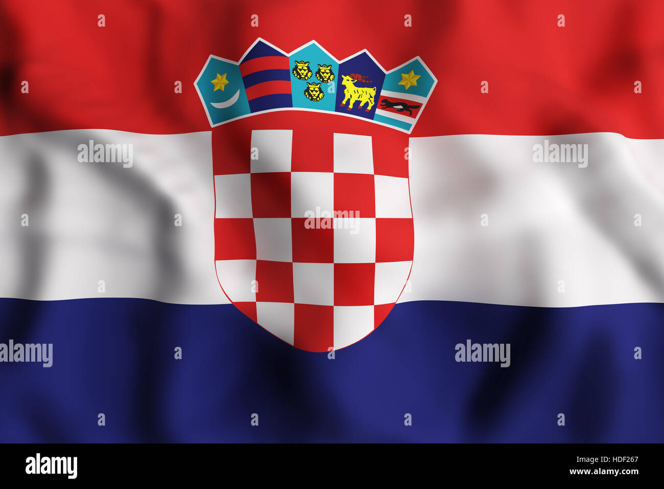 3d rendering of a Republic of Croatia flag waving Stock Photo