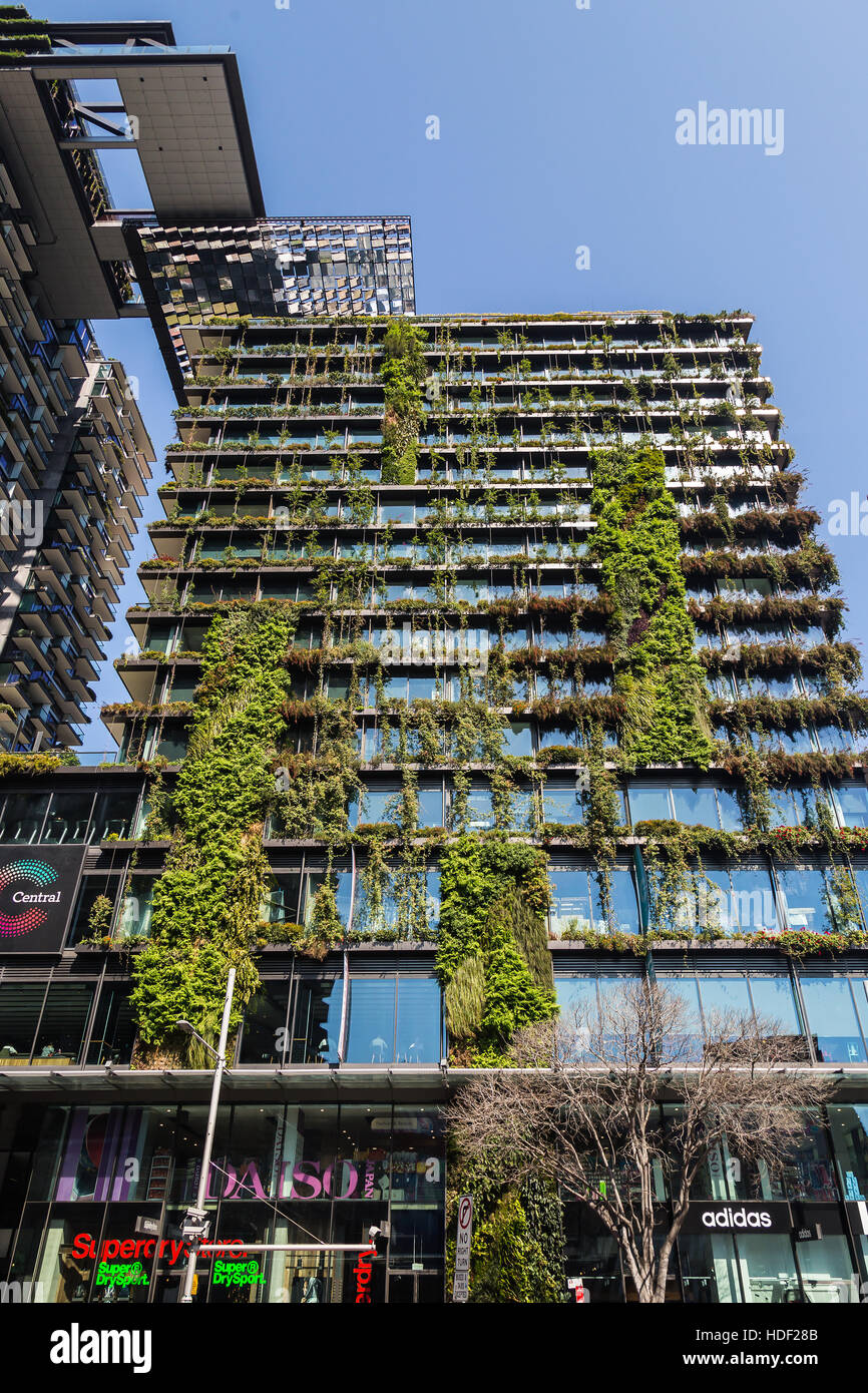 A Garden Wall building known as One Central Park which is built around  Chippendale Green, Sydney. The vertical garden was designed by Patrick  Blanc Stock Photo - Alamy