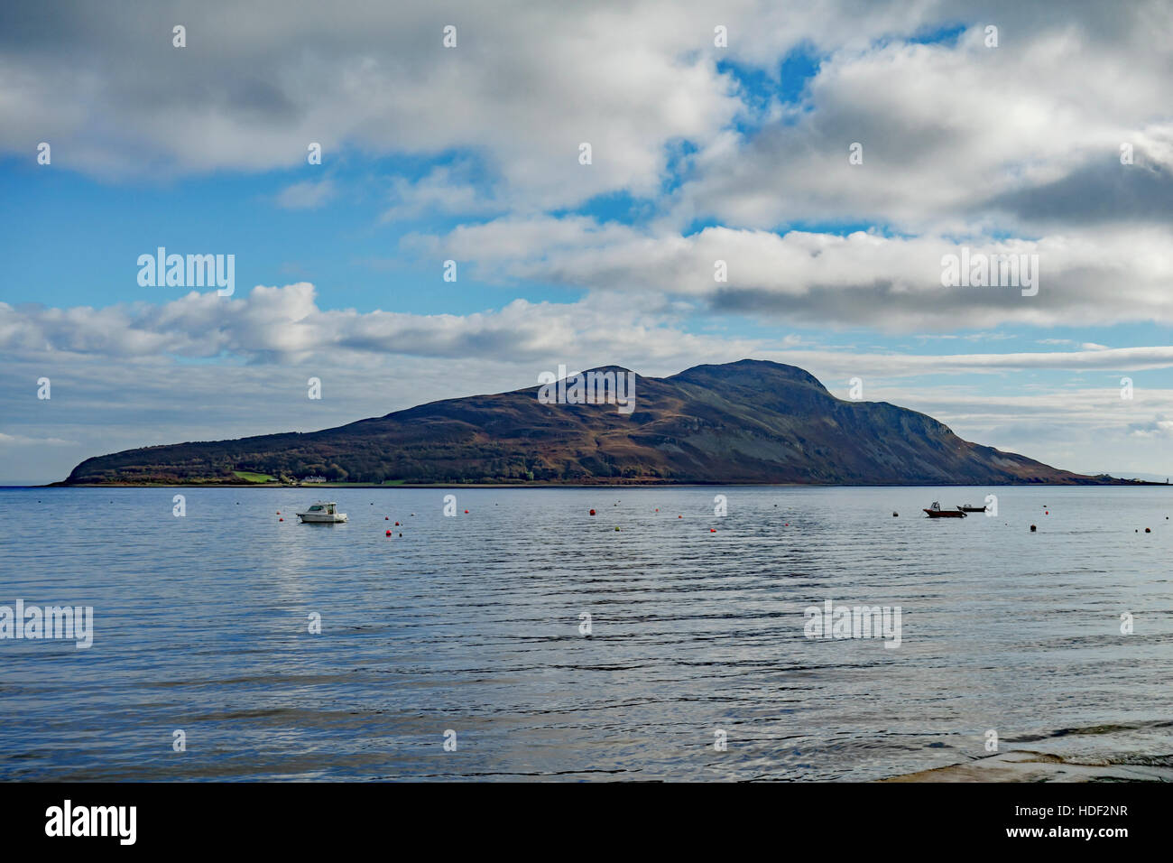 Holy Isle in Lamlash Bay, Isle of Arran, in the Firth of Clyde, Scotland. Stock Photo