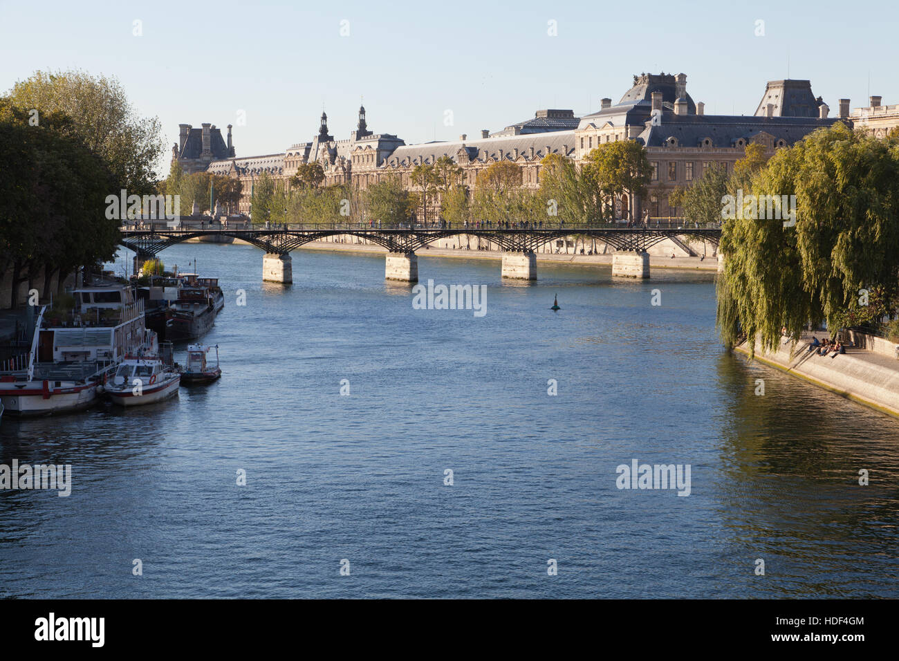 The Pont des Arts crosses the River Seine in Paris, France. Stock Photo