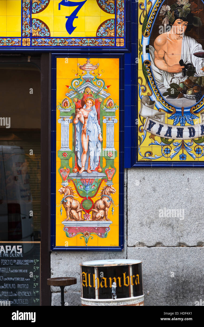 Colourful detail of restaurant & Tapas bar on Calle de la Victoria near  Sol, Madrid, Spain Stock Photo - Alamy