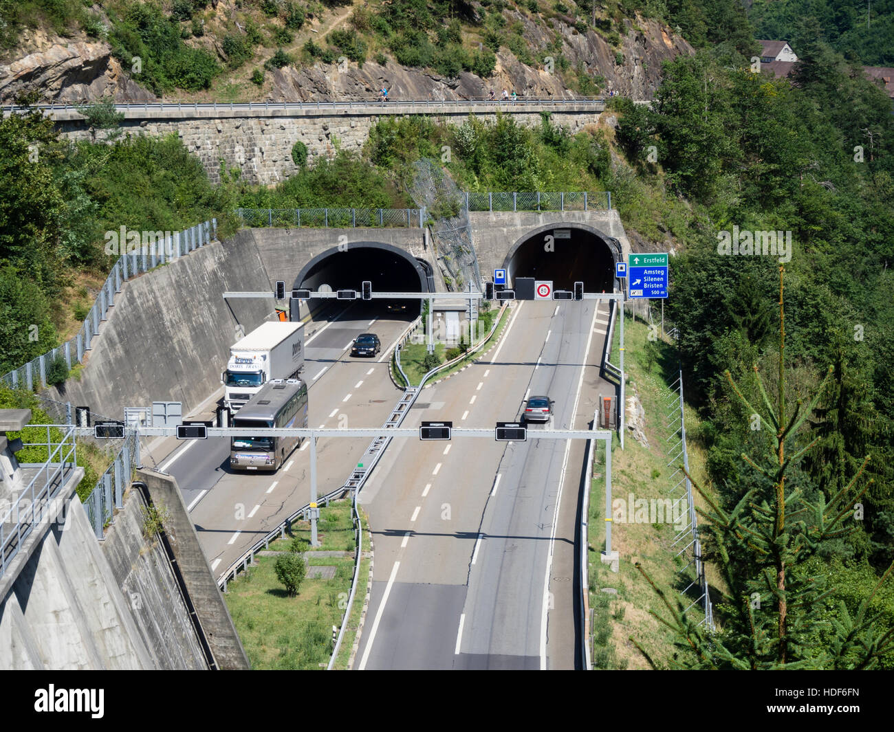 Tunnel entrance on the Gotthard highway A2 near Amsteg, Switzerland (canton Uri Stock Photo - Alamy