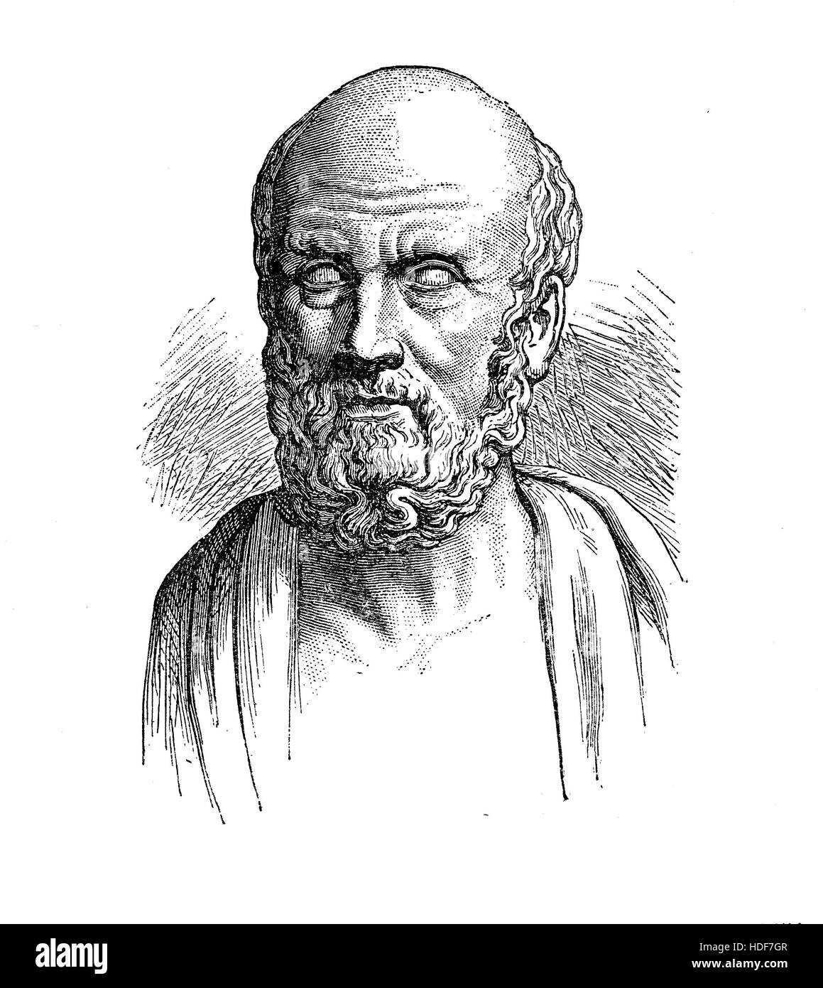 Hippocrates of Kos greek physician outstanding figure of the medicine history, founder of the Hippocratic School of Medicine, establishing thus medicine as a profession. Stock Photo