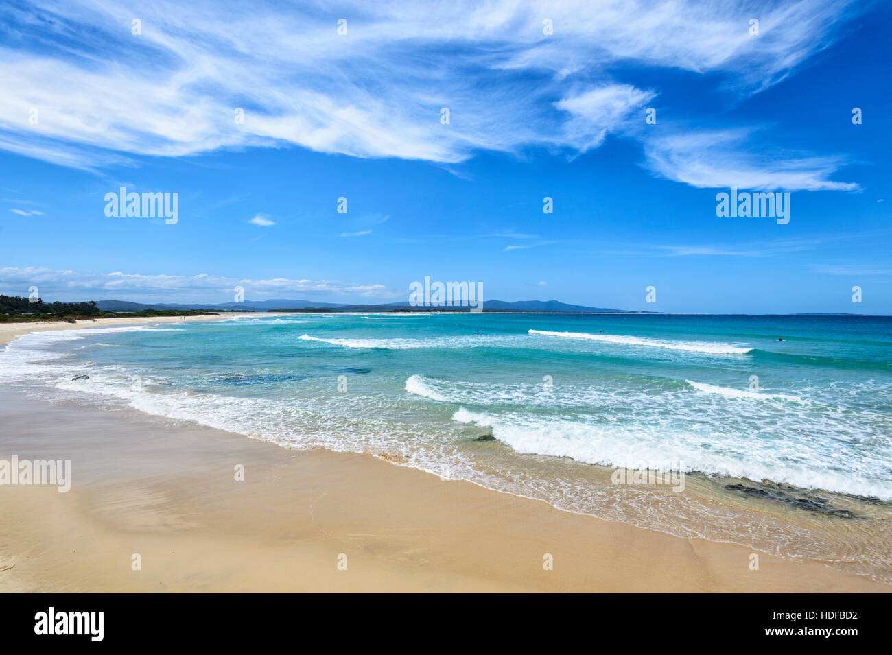 Scenic deserted sandy beach at Mallacoota, Victoria, VIC,Australia Stock Photo