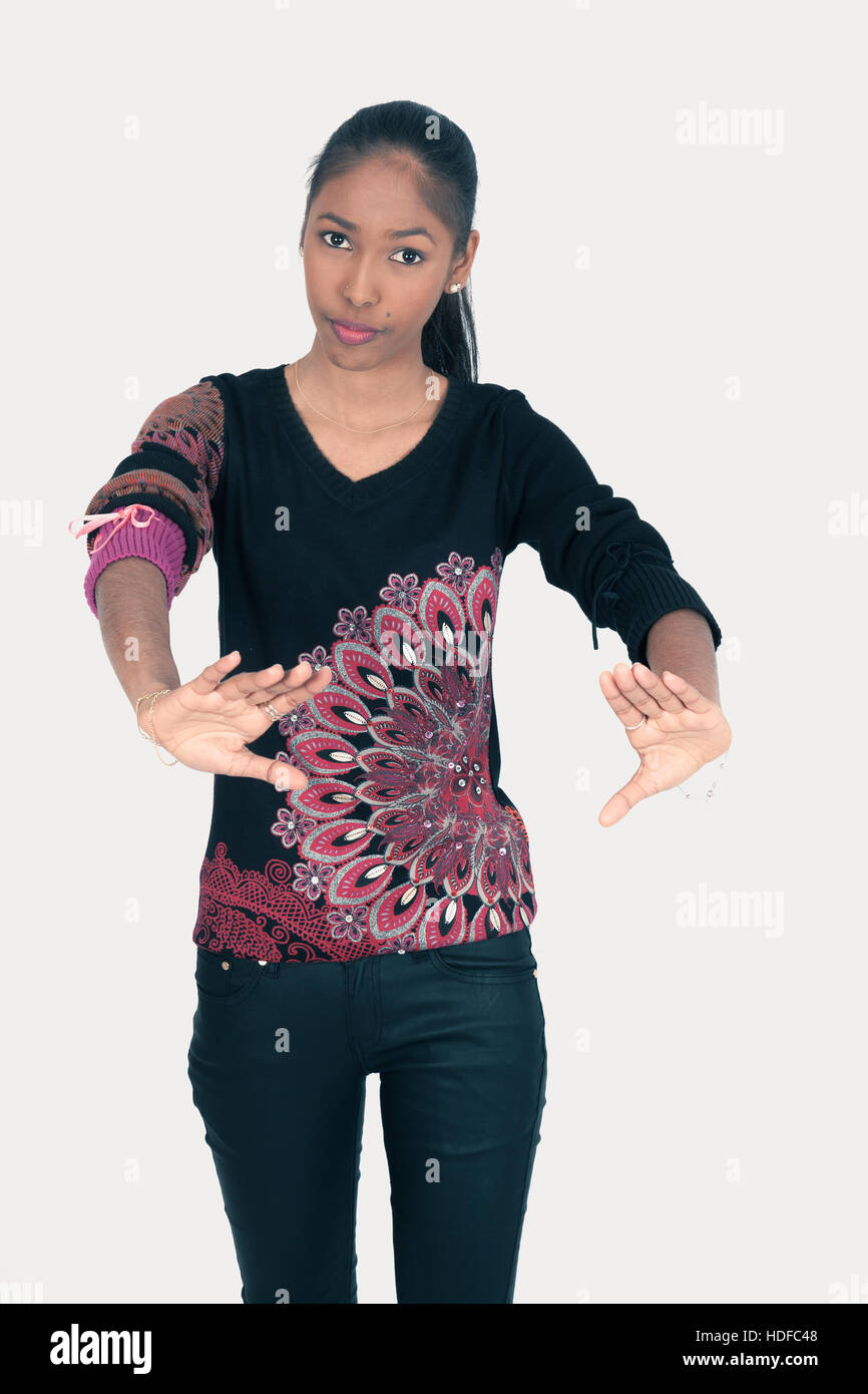 Indian woman showing no sign hi-res stock photography and images - Alamy