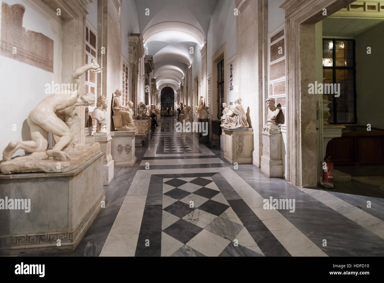 ROME, ITALY - OCTOBER 31, 2016: interior of Capitoline Museums in Palazzo Nuovo (New Palace) in Rome city. Art and Archeological museums are on Piazza Stock Photo