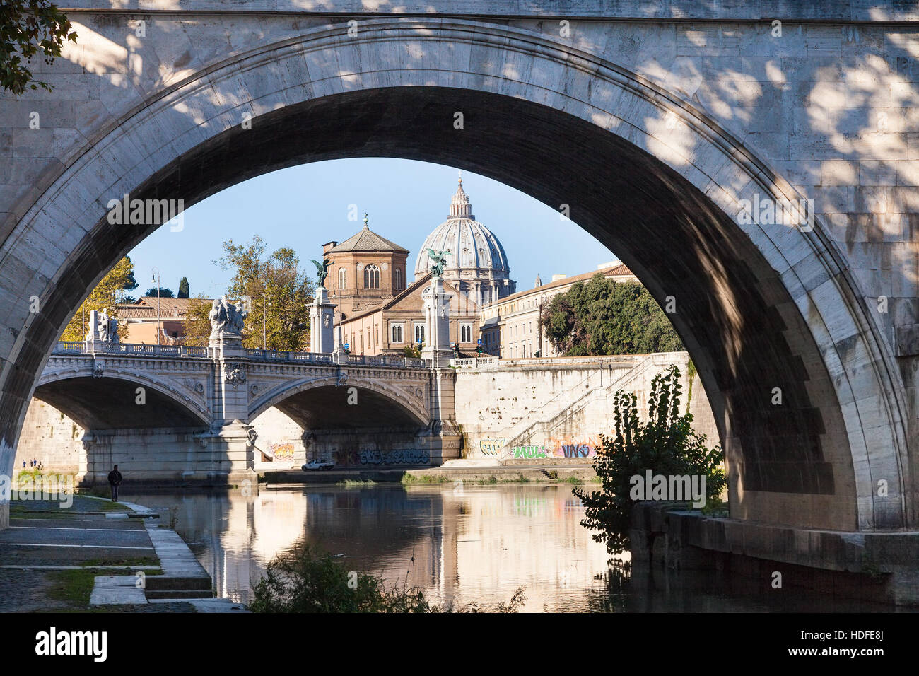 travel to Italy view of district with dome of St. Peter's
