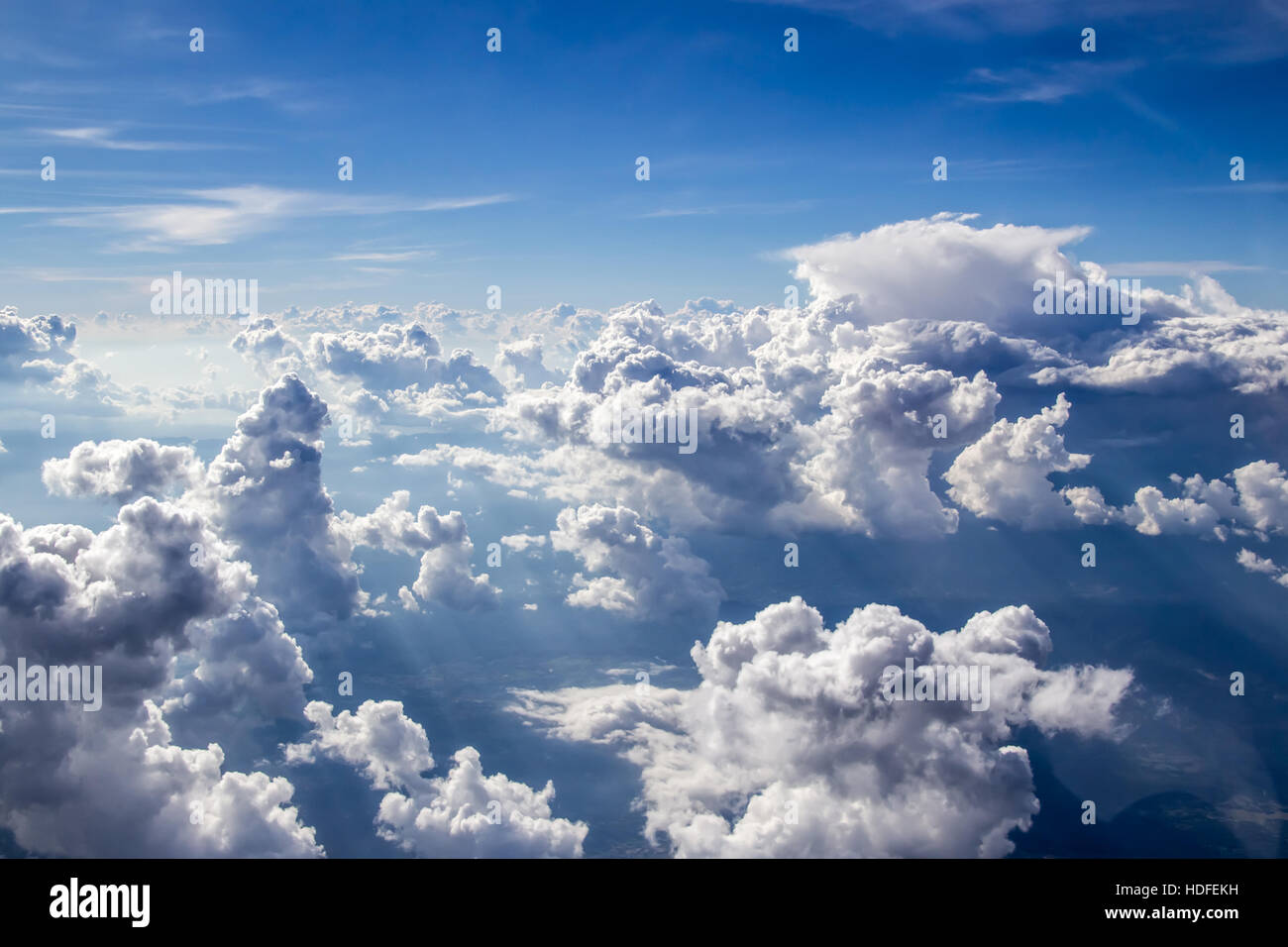 On the cloud in the sky softly focus aerial view Stock Photo