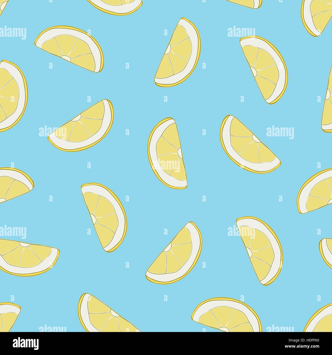 Vector seamless pattern with hand drawn lemon slices. Beautiful design ...
