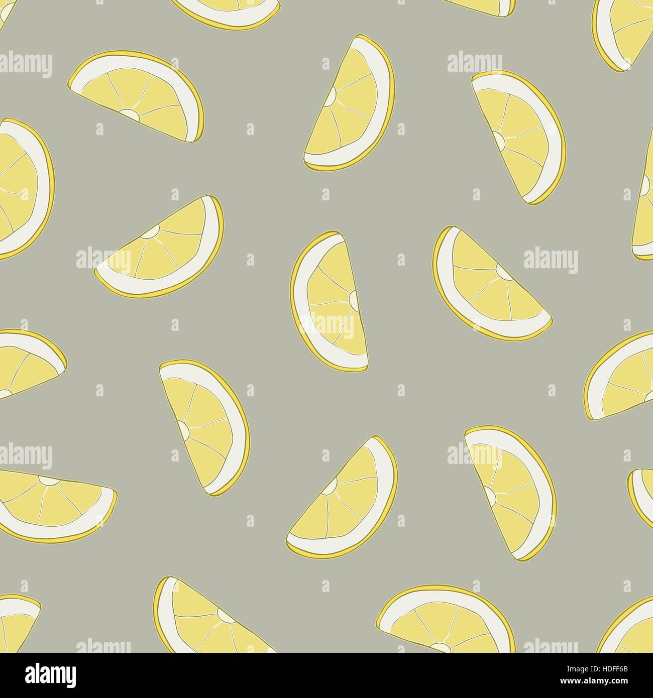 Vector seamless pattern with hand drawn lemon slices. Beautiful design ...