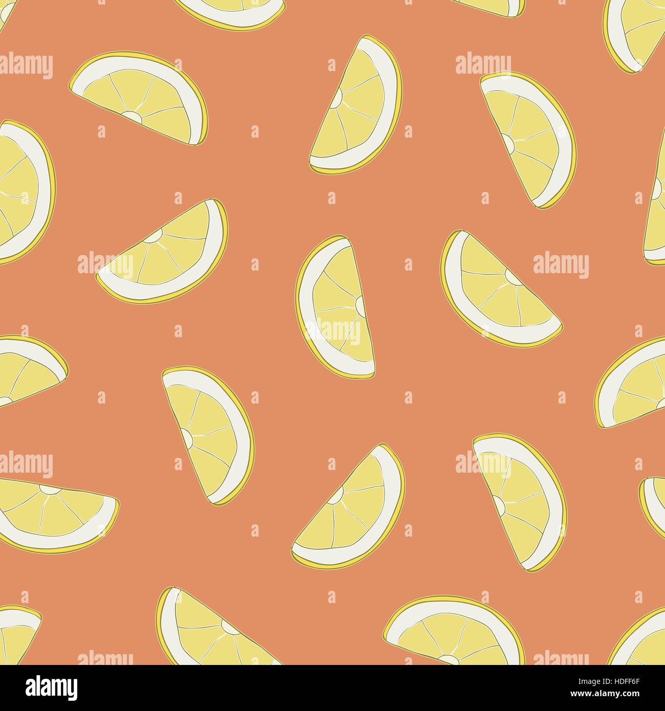 Vector seamless pattern with hand drawn lemon slices. Beautiful design ...
