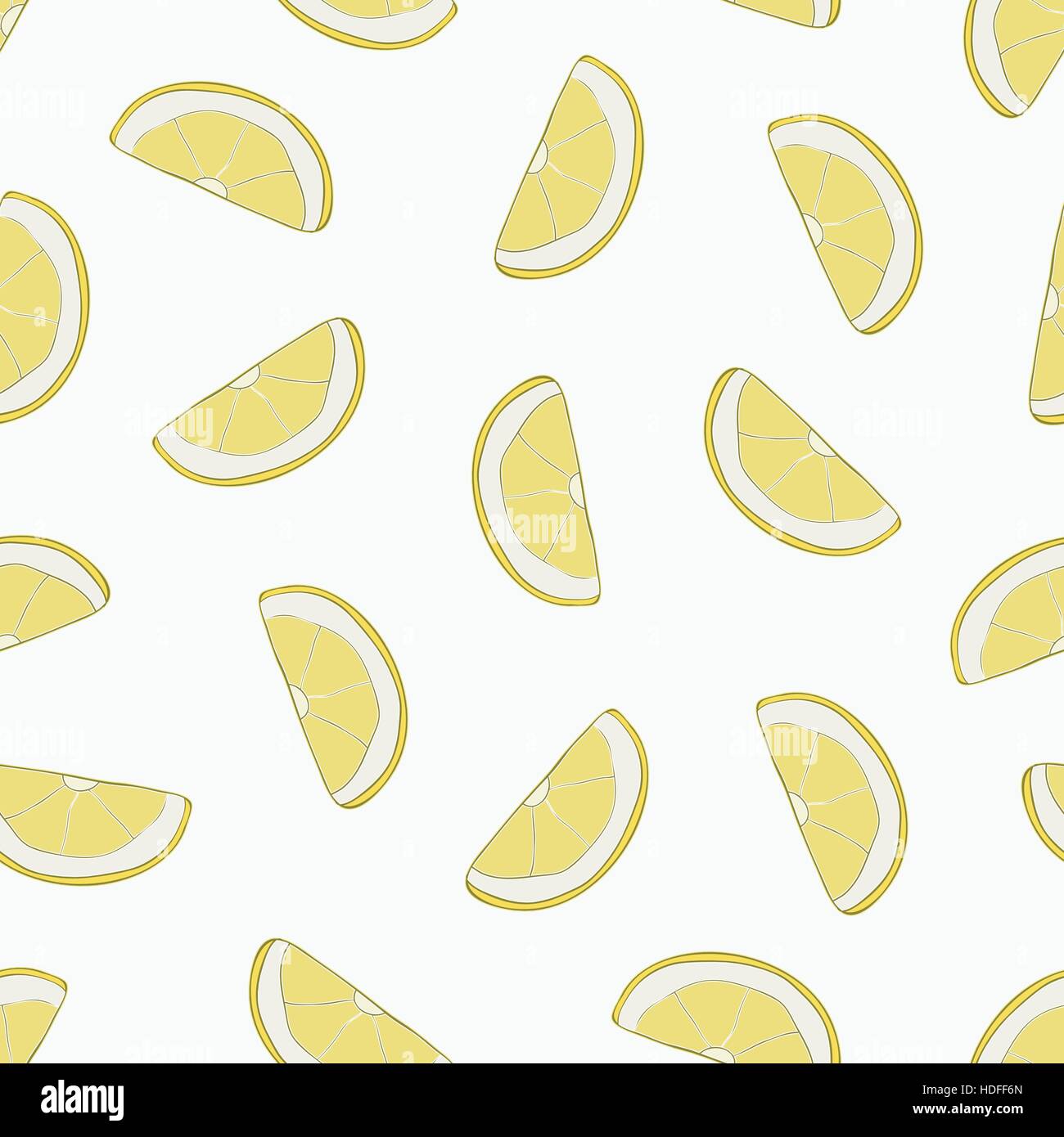 Vector seamless pattern with hand drawn lemon slices. Beautiful design ...