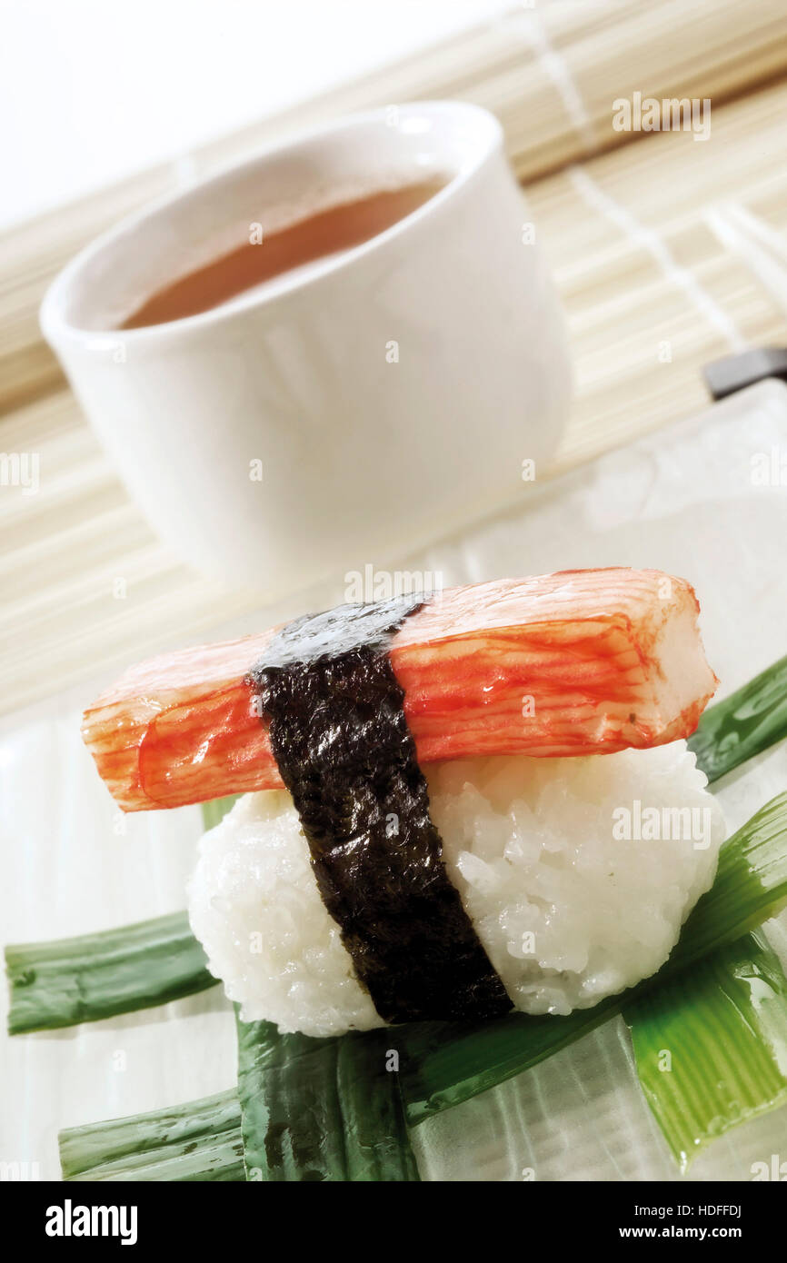 Nigiri sushi with surimi Stock Photo Alamy