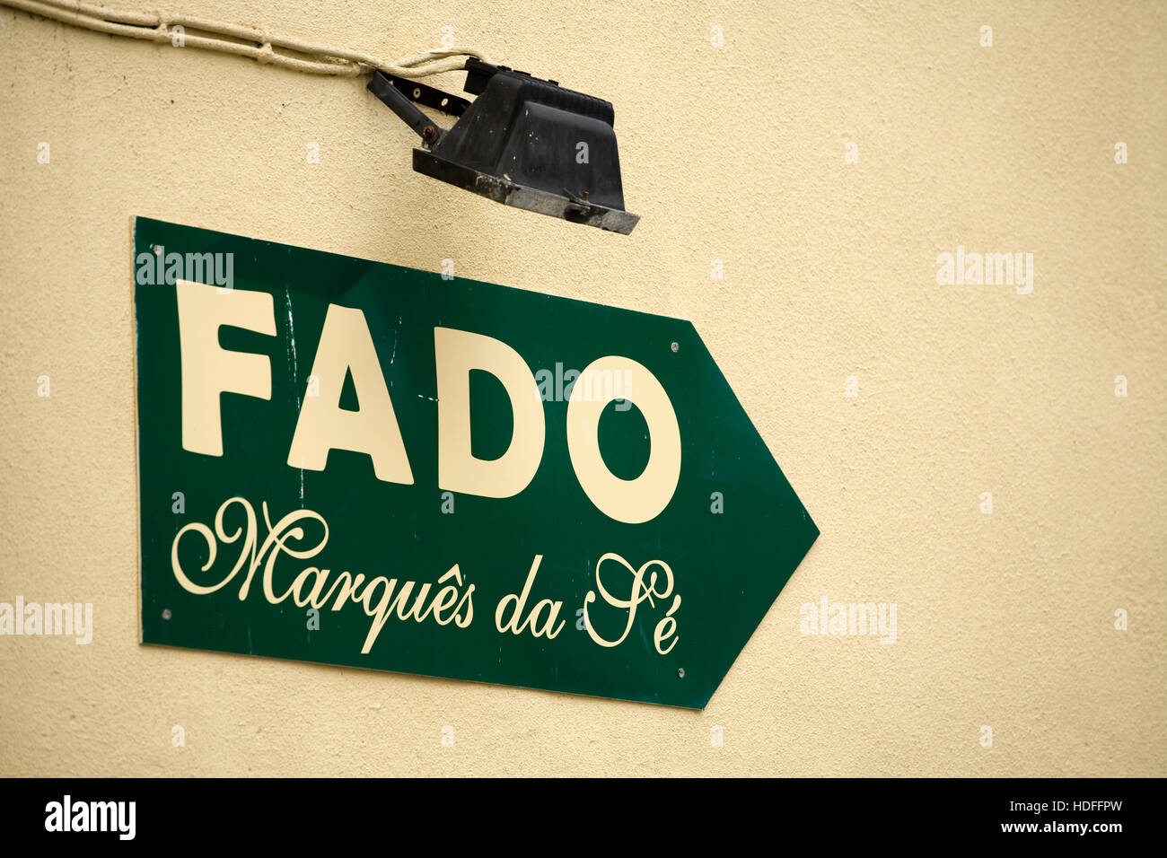 Sign to a Fado or Fate pub, Alfama, Lisbon, Portugal, Europe Stock Photo