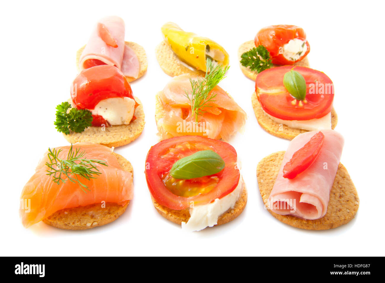 Toast with good food isolated over white Stock Photo