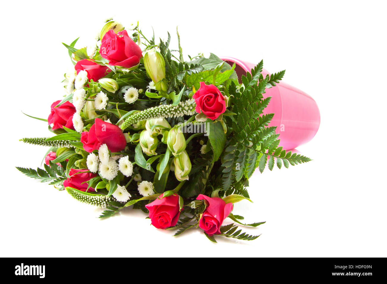 Bouquet with pink roses isolated on a white background Stock Photo - Alamy