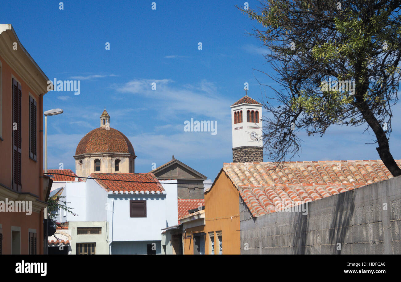 the town of Cabras, Sardinia, Italy Stock Photo