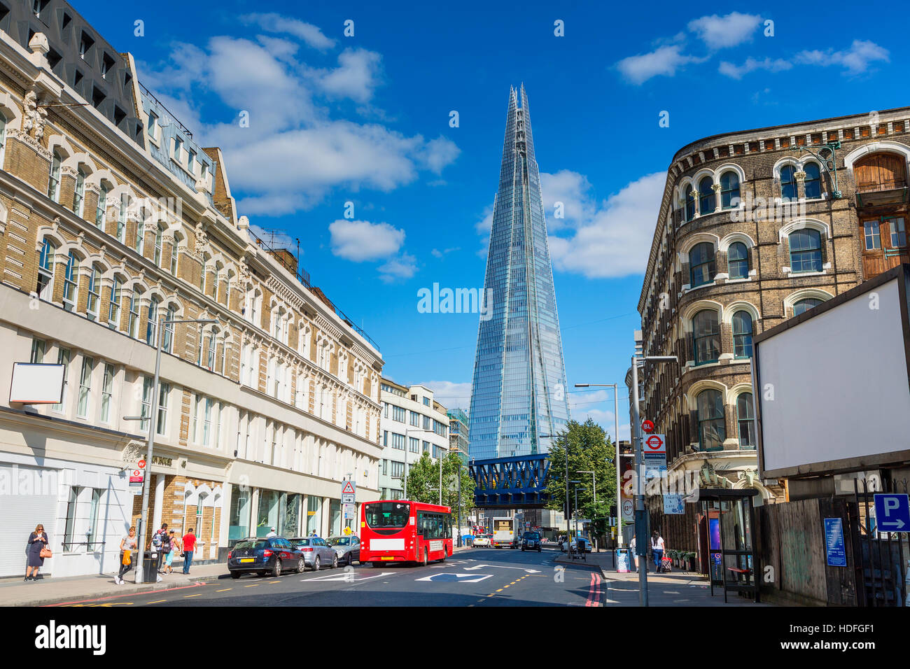 London, Traffic on London with the shard in background Stock Photo