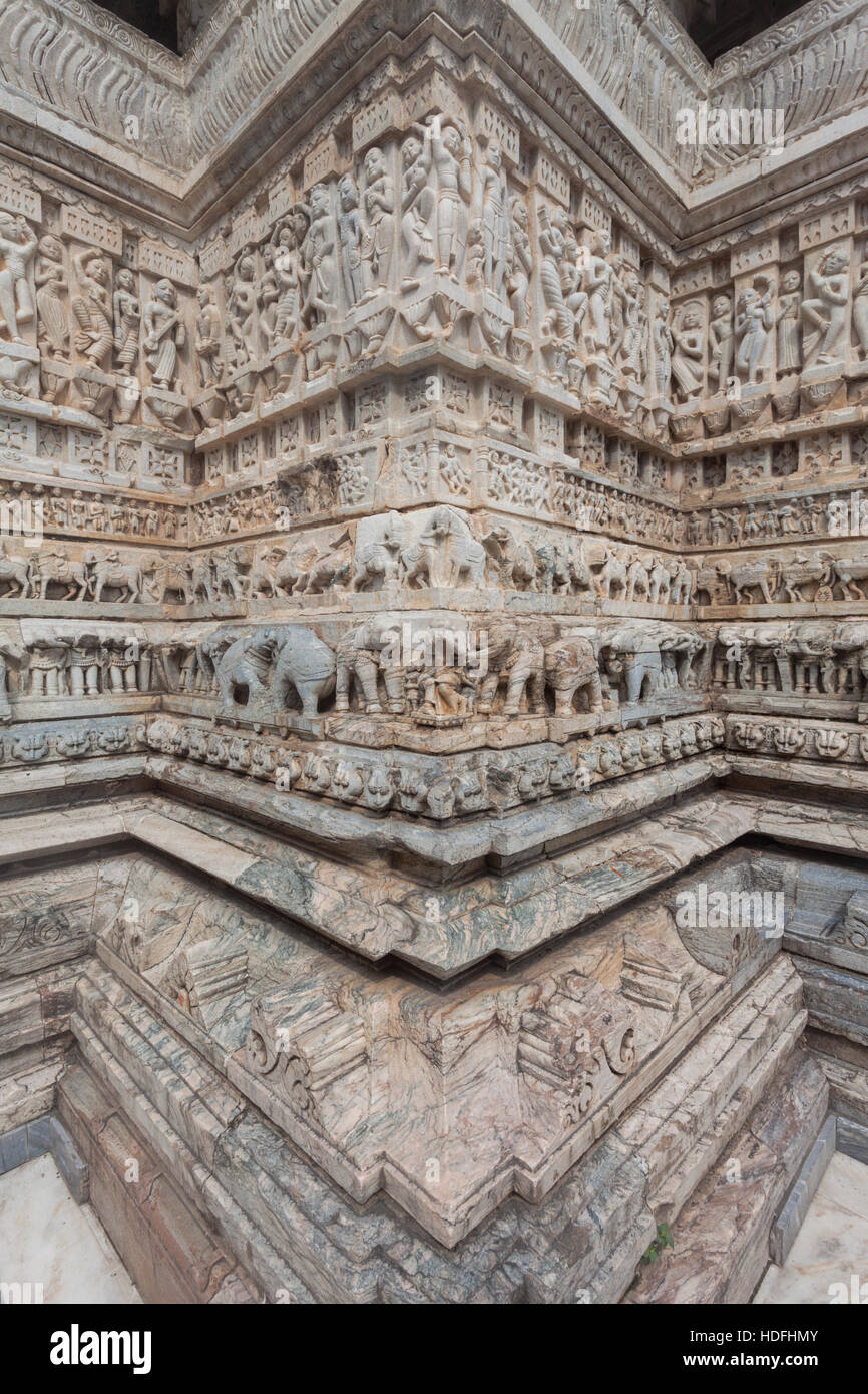 Intricate carvings, Jagdish Temple, Udaipur, Rajasthan, India Stock Photo