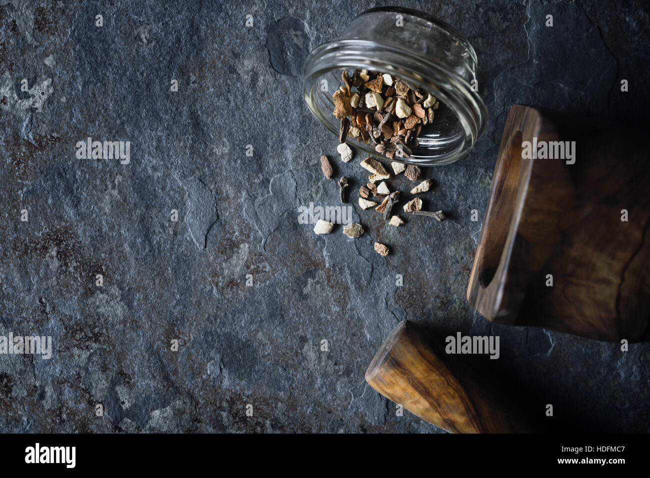 Spices mix on the stone background top view Stock Photo