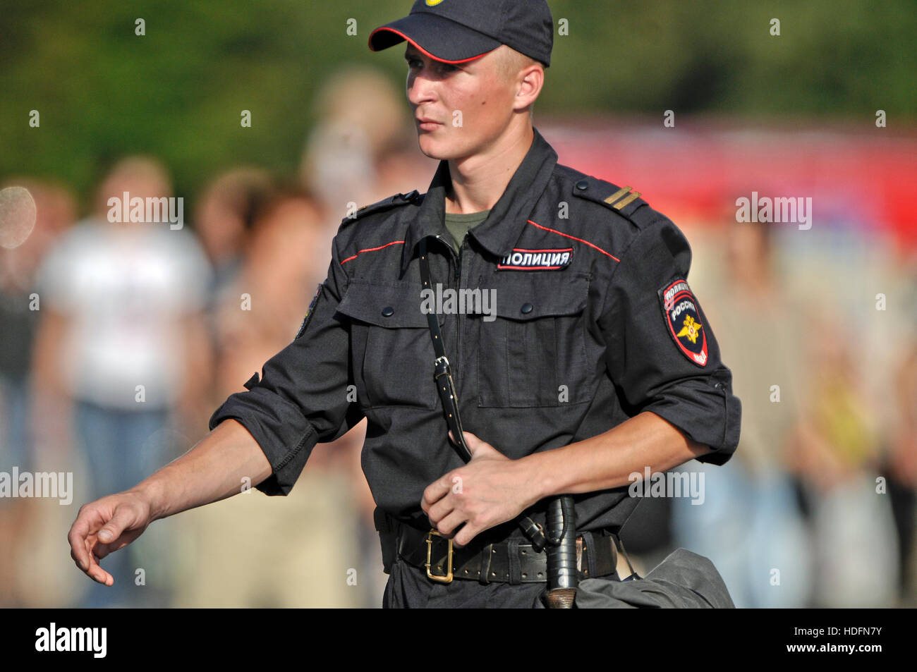 Russian Policeman in the street Stock Photo