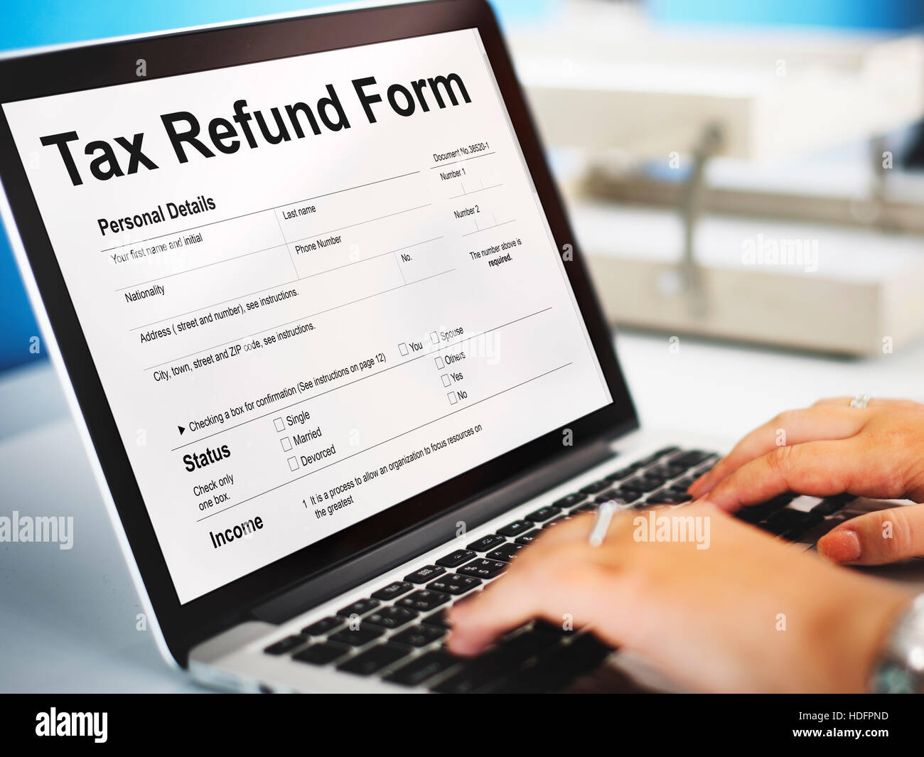 income-tax-return-deduction-refund-concept-stock-photo-alamy