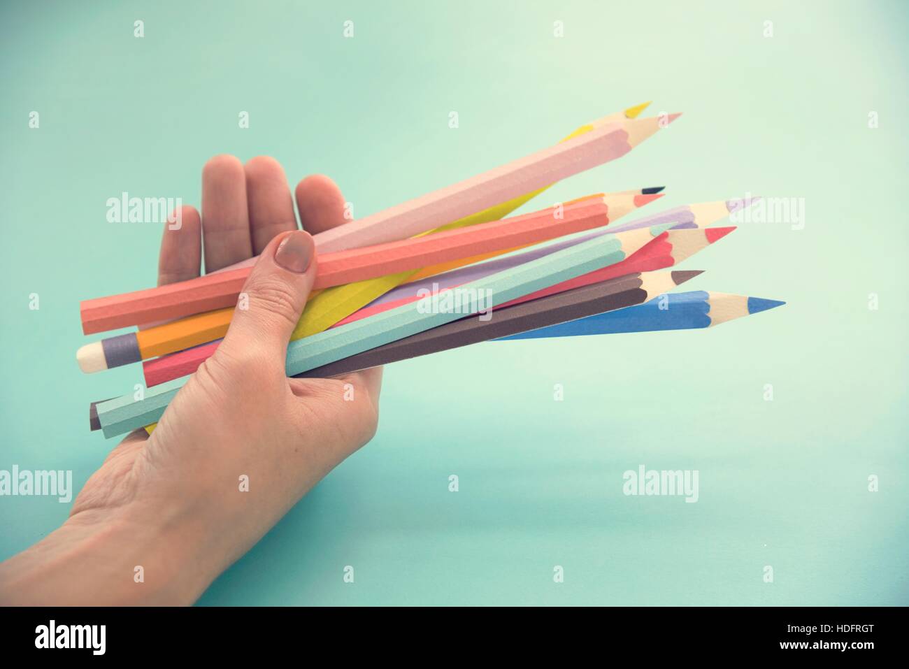 Color Pencil Drawing Design Creativity Art Paper Concept Stock Photo